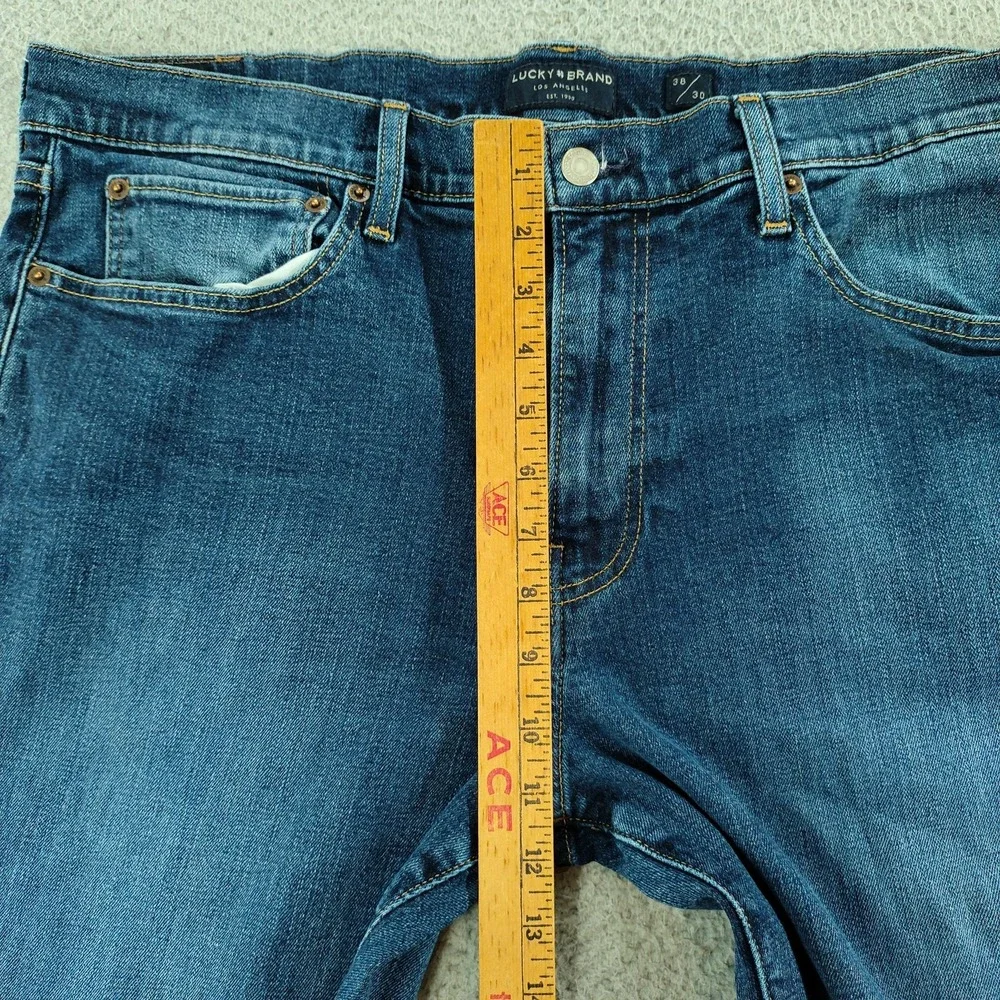 Lucky Brand 121 Heritage Slim Jeans Mens 38x30 Blue Medium Wash Stretch Denim